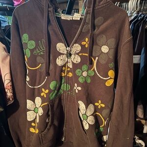 O'Neill Brown Hoodie with Floral Accents